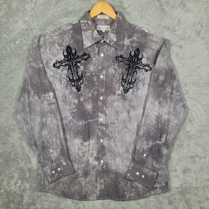 Eighty Eight Shirt Mens L Gray Tie Dye Ostentatious Authority Gothic Cross Y2K